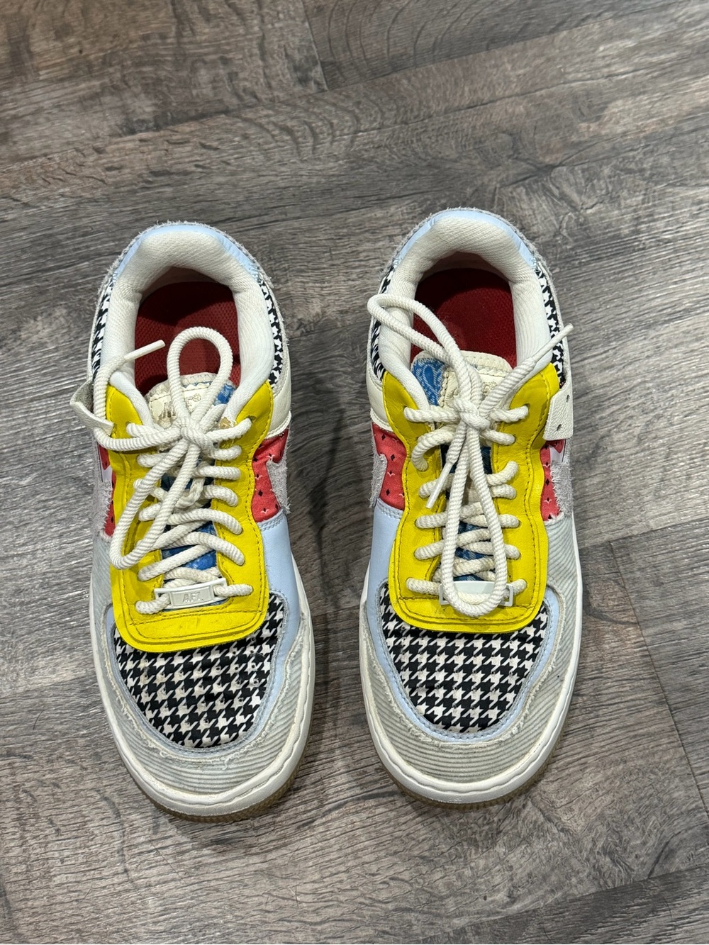 Nike Air Force One Multicolor‎ Women's Fashion Sneakers with Yellow Accent